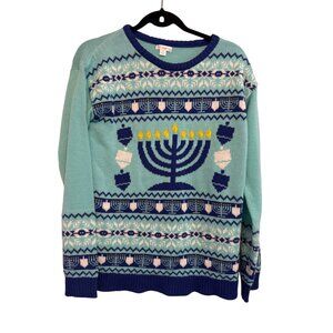 Xhilaration Hanukkah Themed Knit Sweater With Menorah Design Medium